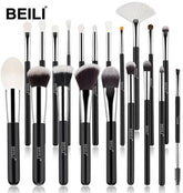 BEILI 20 Pcs Super Soft Makeup Brush Sets - Black