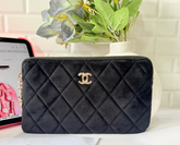 Chanel VIP Black Quilted Velvet Pouch