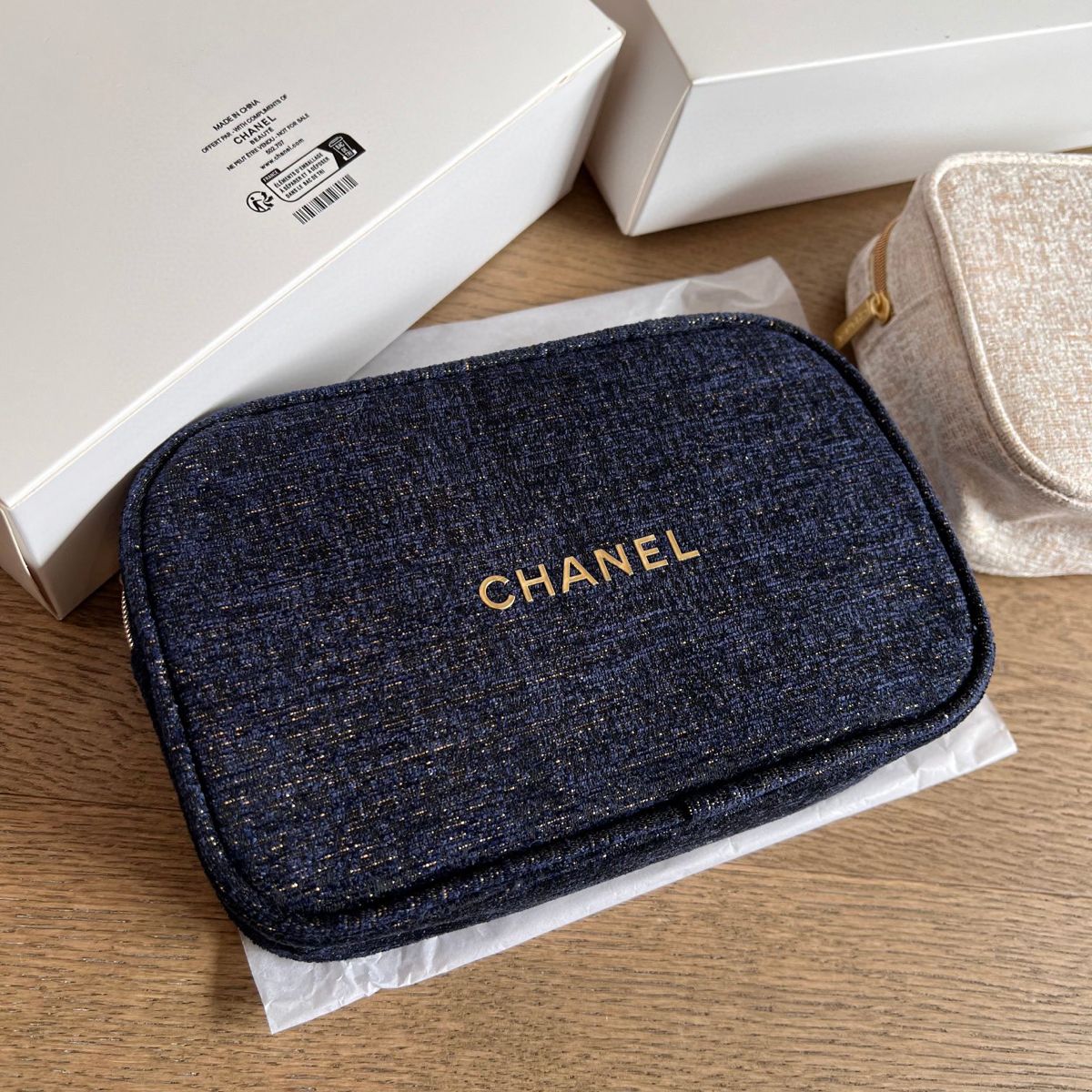 Chanel Blue Tweed Pouch