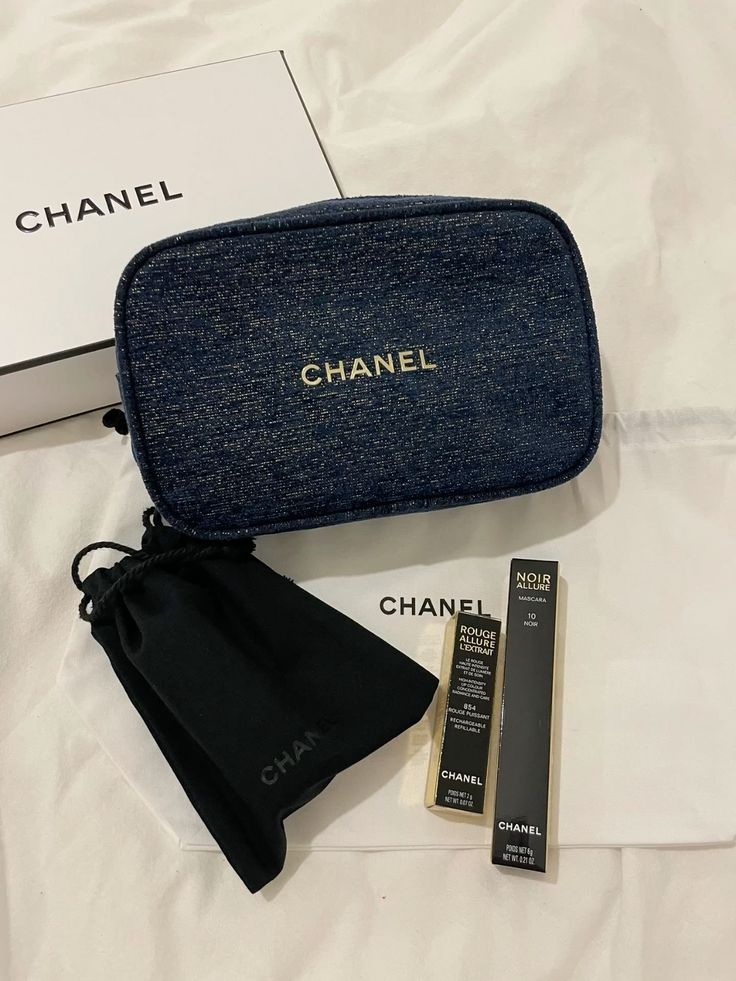 Chanel Blue Tweed Pouch