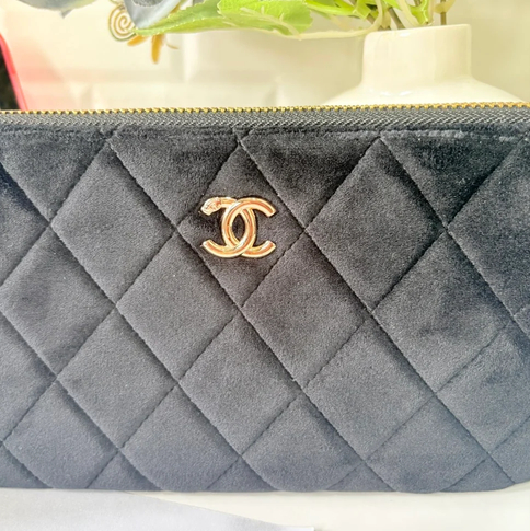 Chanel VIP Black Quilted Velvet Pouch