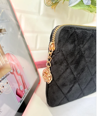 Chanel VIP Black Quilted Velvet Pouch